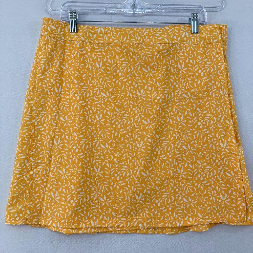 Ripskirt Hawaii Wrap Skirt Large Yellow Floral Coastal Vacation Resortwear